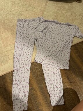 Posh Peanut Lavender Floral Ribbed Pajama Set